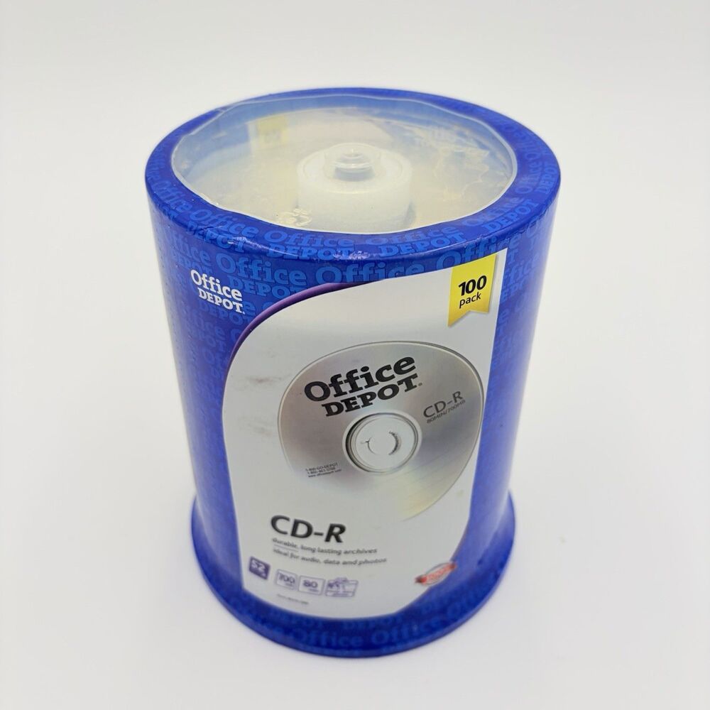 Office Depot CD-R 52X 700MB/80MIN 100 Pack Spindle Sealed Brand New Blank CD-Rs